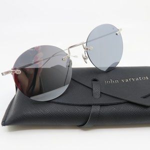 John Varvatos V525 Gunmetal/Silver Round Rimless Men's Sunglasses 51mm